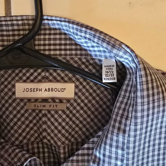 VGUC - Joseph Abboud Men's Grey & Blue Button-Up Shirt - Slim Fit 16.5 32/33 - Picture 5 of 6